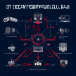 A visual representation of IoT devices connected in a network with potential vulnerabilities highlighted