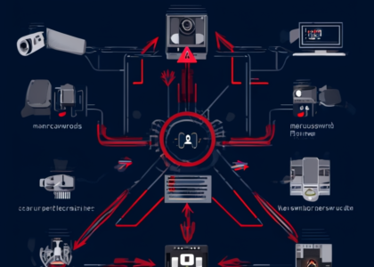 A visual representation of IoT devices connected in a network with potential vulnerabilities highlighted