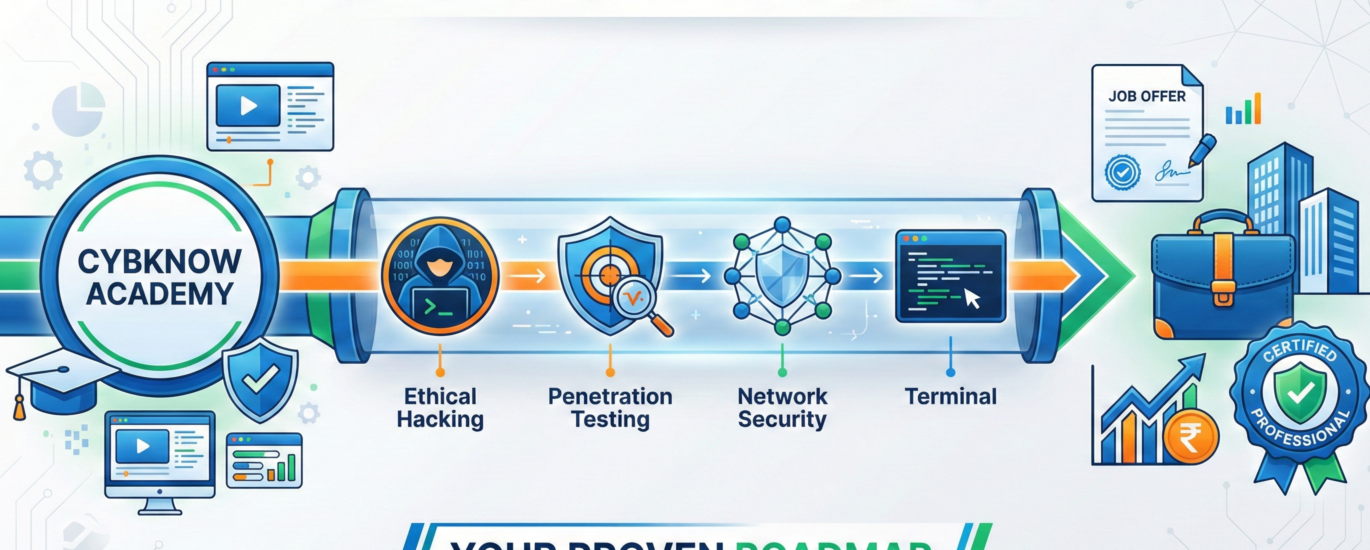 Cybersecurity Internship 2026 roadmap showing academy training to career pipeline infographic