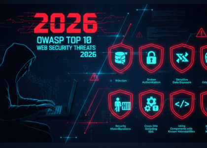 OWASP Top 10 vulnerabilities infographic showing web security threats in 2026