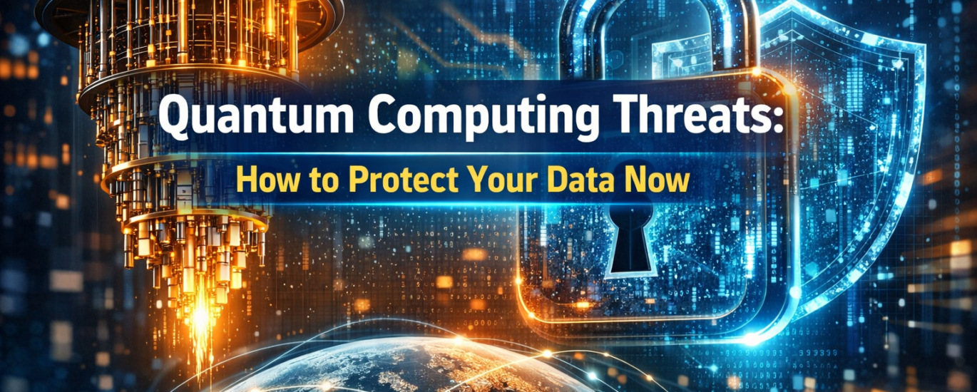 Digital shield protecting encrypted data from quantum computing threats in a modern cybersecurity environment.