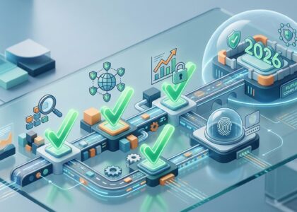 Cybersecurity compliance system with security checks and 2026 regulation concept